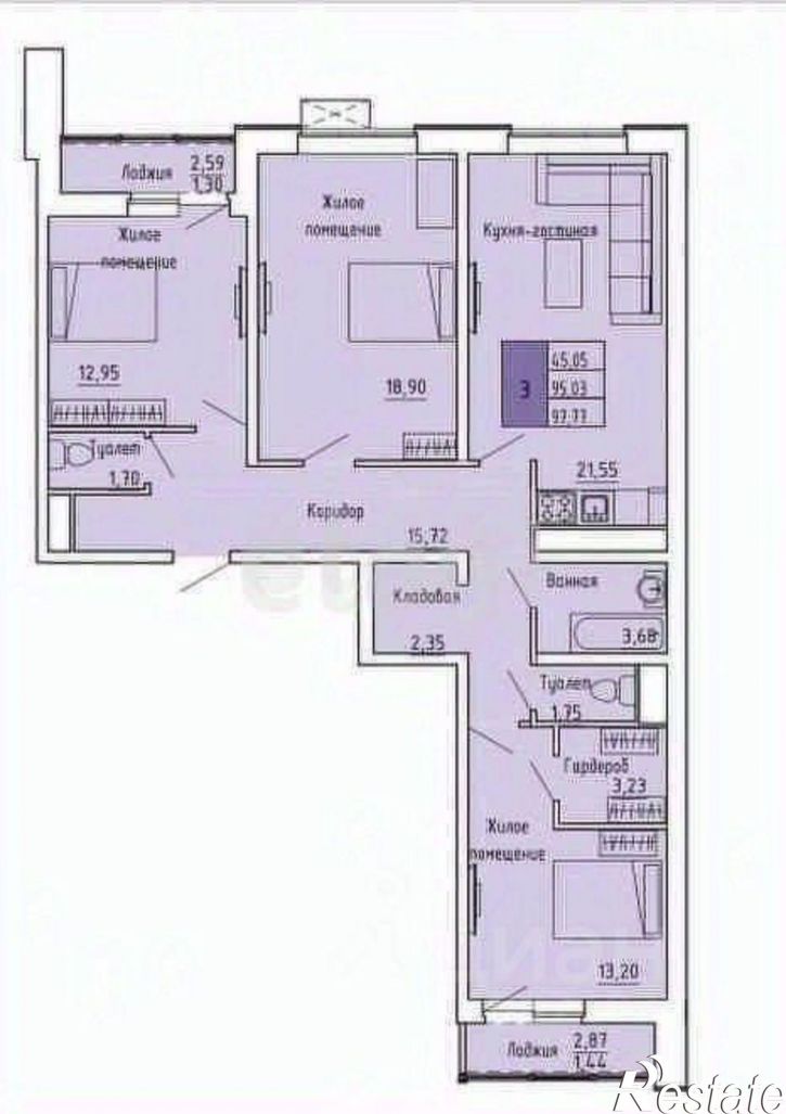 3-комн квартира ул имени Николая Григорьевича Смирнова, 3,  д. 3