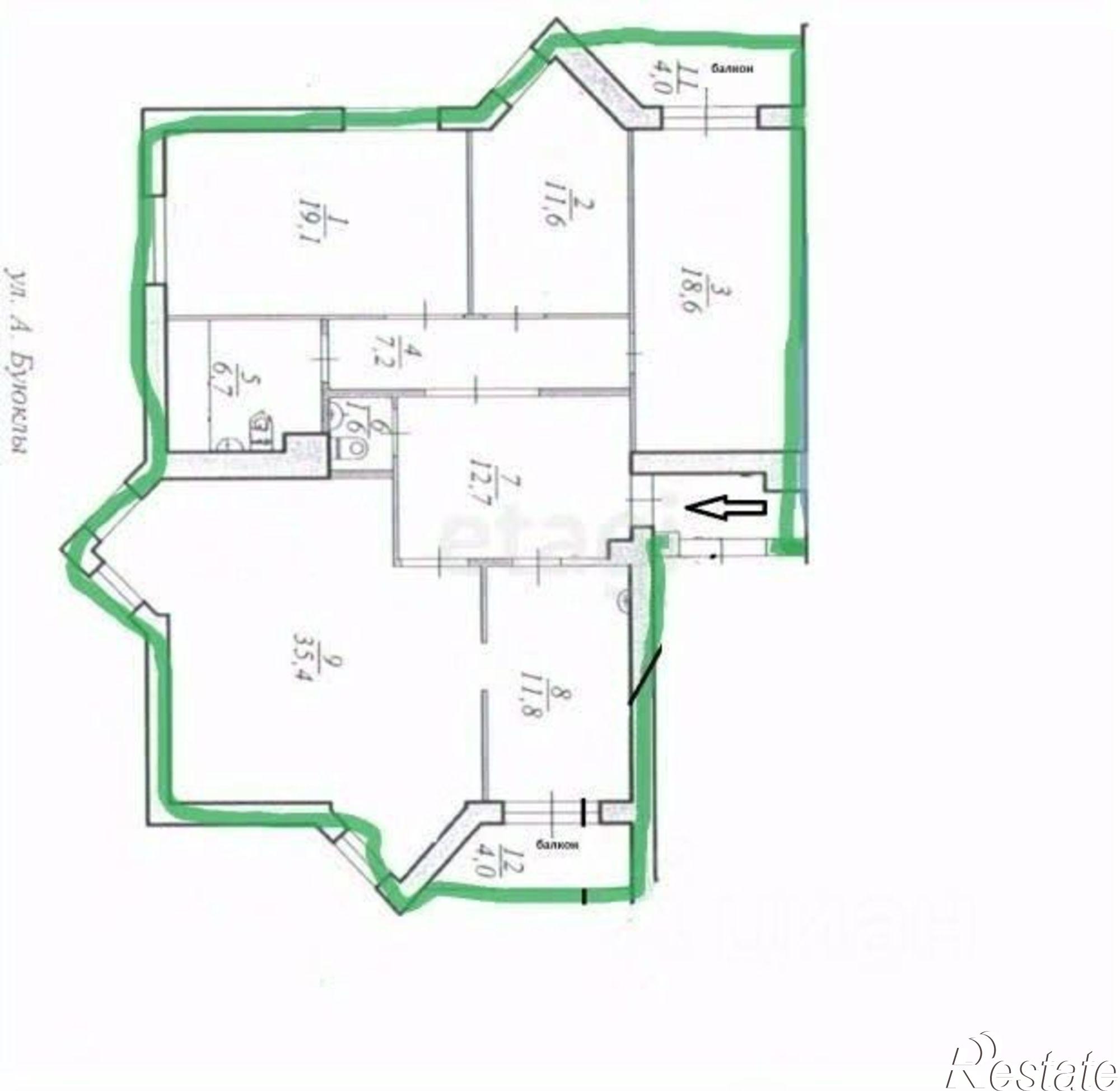 Купить квартиру за 41 500 000 рублей на ул Имени Антона Буюклы, 4А