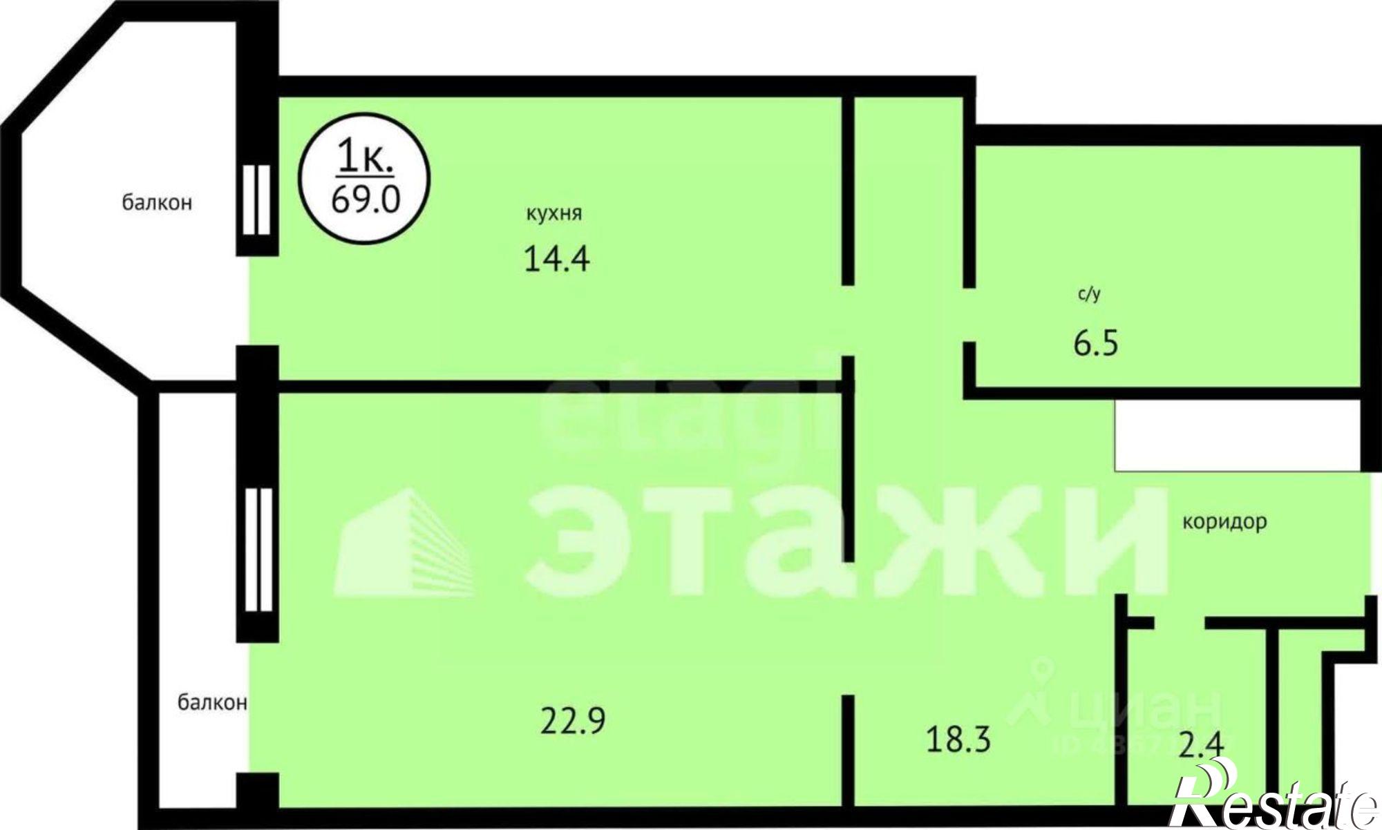Купить квартиру за 5 400 000 рублей на Автомобильная улица, 18Б