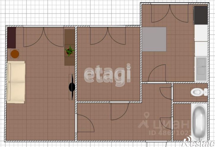 2-комн квартира Анивская улица, 72,  д. 72