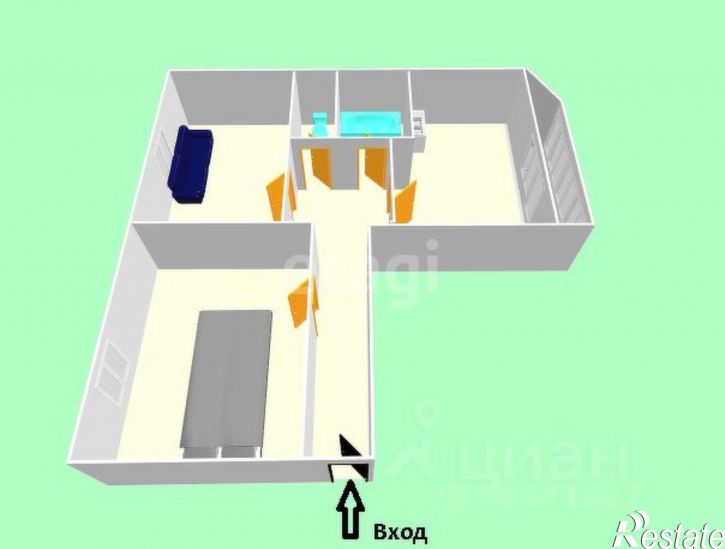 2-комн квартира Южно-Сахалинская улица, 6,  д. 6