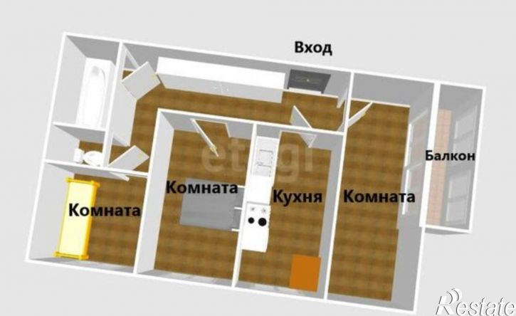 3-комн квартира ул Комсомольская, 300Б,  д. 300Б